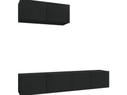 vidaXL 3-tlg. TV-Schrank-Set Schwarz Holzwerkstoff 2* Wohnwände