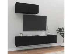 vidaXL 3-tlg. TV-Schrank-Set Schwarz Holzwerkstoff 2* Wohnwände