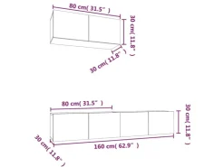 vidaXL 3-tlg. TV-Schrank-Set Schwarz Holzwerkstoff 2* Wohnwände