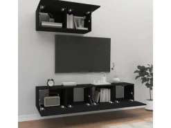 vidaXL 3-tlg. TV-Schrank-Set Schwarz Holzwerkstoff 2* Wohnwände