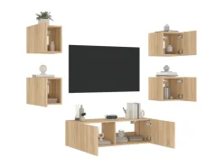 vidaXL 5-tlg. TV-Wohnwand mit LED-Leuchten Sonoma-Eiche* Wohnwände