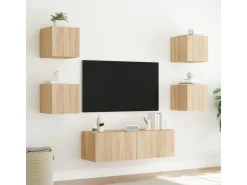vidaXL 5-tlg. TV-Wohnwand mit LED-Leuchten Sonoma-Eiche* Wohnwände