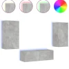 vidaXL 3-tlg. TV-Wohnwand mit LED-Leuchten Betongrau Modell 1* Wohnwände