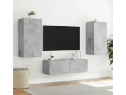 vidaXL 3-tlg. TV-Wohnwand mit LED-Leuchten Betongrau Modell 1* Wohnwände