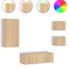 vidaXL 4-tlg. TV-Wohnwand mit LED-Leuchten Sonoma-Eiche Modell 2* Wohnwände|TV-Wände