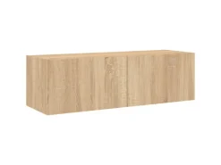vidaXL 4-tlg. TV-Wohnwand mit LED-Leuchten Sonoma-Eiche Modell 2* Wohnwände|TV-Wände