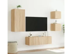 vidaXL 4-tlg. TV-Wohnwand mit LED-Leuchten Sonoma-Eiche Modell 2* Wohnwände|TV-Wände