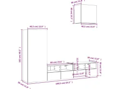 vidaXL 4-Tlg Wohnwand Betongrau Holzwerkstoff 3216503