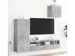 vidaXL 4-Tlg Wohnwand Betongrau Holzwerkstoff 3216503