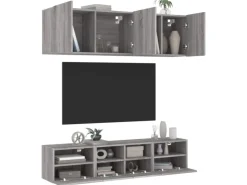 vidaXL 5-Tlg Wohnwand Grau Sonoma Holzwerkstoff 3216516