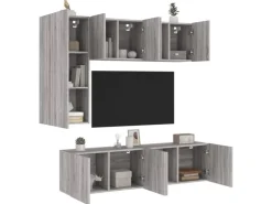 vidaXL 5-Tlg Wohnwand Grau Sonoma Holzwerkstoff 3216469