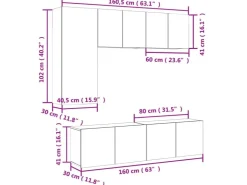 vidaXL 5-Tlg Wohnwand Grau Sonoma Holzwerkstoff 3216469