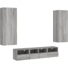 vidaXL 5-Tlg Wohnwand Grau Sonoma Holzwerkstoff 3216544