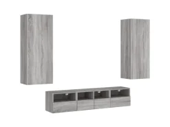 vidaXL 5-Tlg Wohnwand Grau Sonoma Holzwerkstoff 3216544