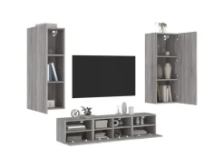 vidaXL 5-Tlg Wohnwand Grau Sonoma Holzwerkstoff 3216544