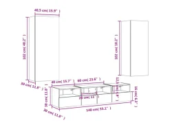 vidaXL 5-Tlg Wohnwand Grau Sonoma Holzwerkstoff 3216544