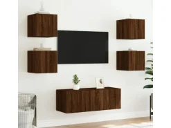 vidaXL 6-tlg. Wohnwand mit LED-Beleuchtung Braun Eichen-Optik Modell 7