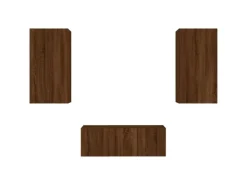 vidaXL 4-tlg. Wohnwand mit LED-Beleuchtung Braun Eiche Holzwerkstoff Modell 8* Wohnwände