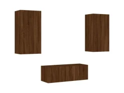 vidaXL 4-tlg. Wohnwand mit LED-Beleuchtung Braun Eiche Holzwerkstoff Modell 8* Wohnwände
