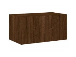 vidaXL 4-tlg. Wohnwand mit LED-Beleuchtung Braun Eiche Holzwerkstoff Modell 8* Wohnwände
