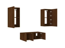 vidaXL 4-tlg. Wohnwand mit LED-Beleuchtung Braun Eiche Holzwerkstoff Modell 8* Wohnwände