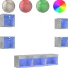 vidaXL 7-tlg. Wohnwand mit LED-Beleuchtung Betongrau Holzwerkstoff* Wohnwände