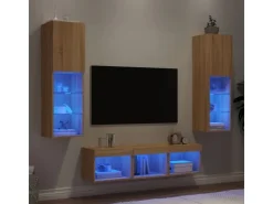 vidaXL 5-tlg. Wohnwand mit LED-Beleuchtung Sonoma-Eiche Holzwerkstoff Modell 2