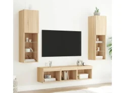 vidaXL 5-tlg. Wohnwand mit LED-Beleuchtung Sonoma-Eiche Holzwerkstoff Modell 2