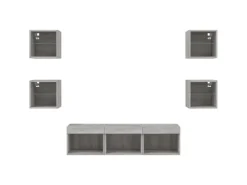vidaXL 7-tlg. Wohnwand mit LED-Beleuchtung Grau Sonoma Holzwerkstoff* Wohnwände