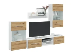 vidaXL 5-Tlg Wohnwand mit LED-Beleuchtung Artisan-Eiche Holzwerkstoff 3324234* Wohnwände