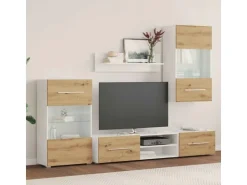 vidaXL 5-Tlg Wohnwand mit LED-Beleuchtung Artisan-Eiche Holzwerkstoff 3324234* Wohnwände