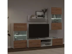 vidaXL 5-Tlg Wohnwand mit LED-Beleuchtung Artisan-Eiche Holzwerkstoff 3324234* Wohnwände