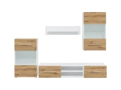 vidaXL 5-Tlg Wohnwand mit LED-Beleuchtung Artisan-Eiche Holzwerkstoff 3324234* Wohnwände