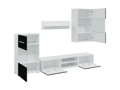 vidaXL 5-Tlg Wohnwand mit LED-Beleuchtung Mattschwarz Holzwerkstoff 3324230* Wohnwände