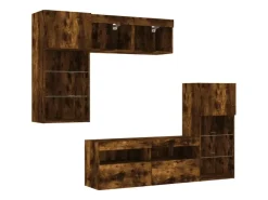 vidaXL 5-Tlg Wohnwand mit LED-Beleuchtung Räuchereiche Holzwerkstoff 3216729* Wohnwände