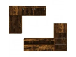 vidaXL 5-Tlg Wohnwand mit LED-Beleuchtung Räuchereiche Holzwerkstoff 3216729* Wohnwände