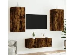 vidaXL 4-Tlg Wohnwand mit LED-Beleuchtung Räuchereiche Holzwerkstoff 3216822