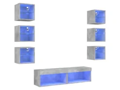 vidaXL 8-Tlg Wohnwand mit LED-Beleuchtung Holzwerkstoff 3216636* Wohnwände