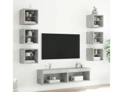 vidaXL 8-Tlg Wohnwand mit LED-Beleuchtung Holzwerkstoff 3216636* Wohnwände