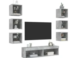vidaXL 8-Tlg Wohnwand mit LED-Beleuchtung Holzwerkstoff 3216636* Wohnwände