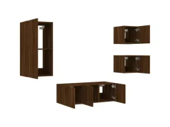 vidaXL 5-tlg. Wohnwand mit LED-Beleuchtung Braun Eichen-Optik Modell 8* Wohnwände