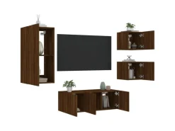 vidaXL 5-tlg. Wohnwand mit LED-Beleuchtung Braun Eichen-Optik Modell 8* Wohnwände