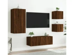 vidaXL 5-tlg. Wohnwand mit LED-Beleuchtung Braun Eichen-Optik Modell 8* Wohnwände