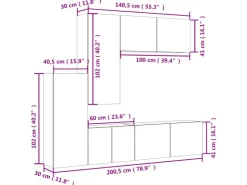 vidaXL 5-Tlg Wohnwand Räuchereiche Holzwerkstoff 3216493
