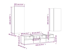 vidaXL 5-Tlg Wohnwand Räuchereiche Holzwerkstoff 3216543
