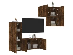 vidaXL 4-Tlg Wohnwand Räuchereiche Holzwerkstoff 3216432