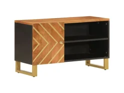 vidaXL TV-Schrank Braun und Schwarz 80x31,5x46 cm Massivholz Mango* Wohnwände