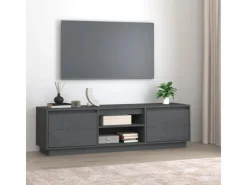 vidaXL TV-Schrank Grau 140x35x40 cm Massivholz Kiefür
