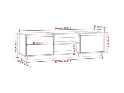 vidaXL TV-Schrank Grau 140x35x40 cm Massivholz Kiefür