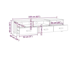 vidaXL TV-Schrank HAMAR Dunkelgrau 158x40x40 cm Massivholz Kiefür
